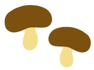 かわいいキノコの椎茸セット／手描きイラスト素材