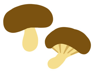 かわいいキノコの椎茸セット／手描きイラスト素材