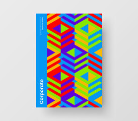 Multicolored mosaic tiles brochure illustration. Simple poster A4 design vector concept.