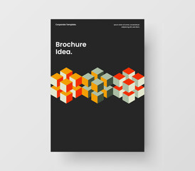 Minimalistic corporate brochure A4 vector design template. Bright geometric pattern banner illustration.