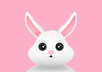 Cute rabbit character, Easter bunny cartoon on pink background. vector
