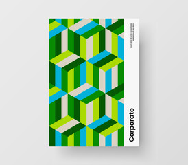 Fototapeta premium Colorful geometric shapes pamphlet template. Abstract front page A4 design vector layout.