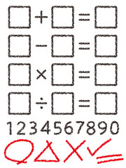 クレヨン素材の手描き計算式セット