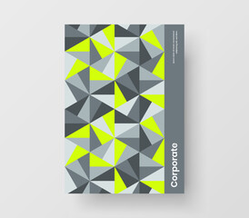 Fototapeta premium Simple geometric hexagons placard illustration. Modern front page A4 vector design concept.