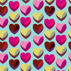 Obraz na płótnie Canvas Vector seamless love symbol half-drop pattern, with stylish hearts 