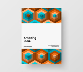 Trendy geometric shapes annual report illustration. Bright flyer design vector concept.