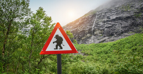 Troll road sign in Norway.
