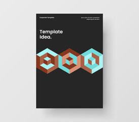 Fresh brochure A4 vector design layout. Vivid geometric pattern presentation concept.