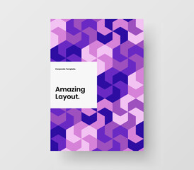 Abstract booklet vector design layout. Modern geometric tiles magazine cover illustration.