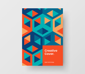 Unique handbill design vector template. Colorful geometric pattern flyer illustration.