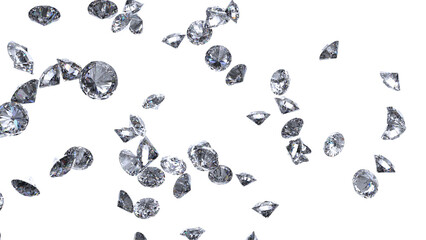 Shiny Diamonds on black-purple surface background. Concept 3D CG of luxury living, expensive things and high added value. PNG file format.