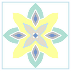 Patterned azulejo floor tiles. Abstract geometric background. Vector illustration, seamless Mediterranean pattern. Portuguese floor tiles azulejo design. Floor cement tiles