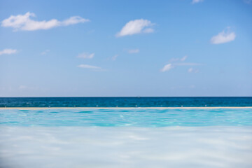 Infinity pool facing the Caribbean Sea, Punta Cana, Dominican Republic