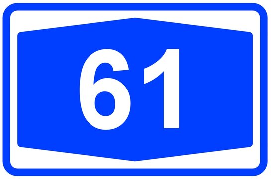 Illustration eines Autobahnschildes der Autobahn 61 in Deutschland	