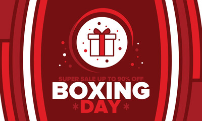 Boxing Day. Day after Christmas Day, when gifts are given! This holiday is associated with shopping and sporting events. Celebrated annually in the Great Britain on December 26th. Vector illustration