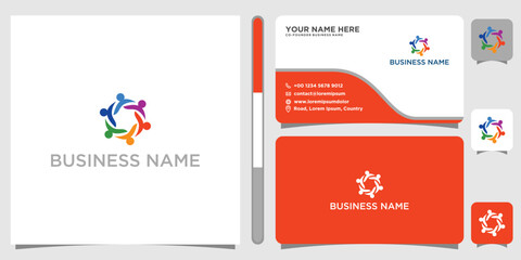 Friendship, Teamwork, People Connectivity logo Design Inspiration with business card