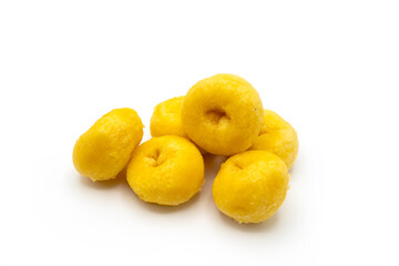 mini donuts on white background