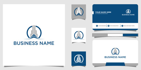 Real estate logo template with modern concept and business card design
