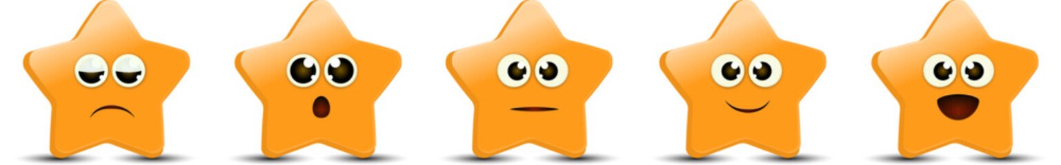 feedback emotion stars scale isolated on white background. Angry, sad, neutral, satisfied and happy emoticon set consumer Review