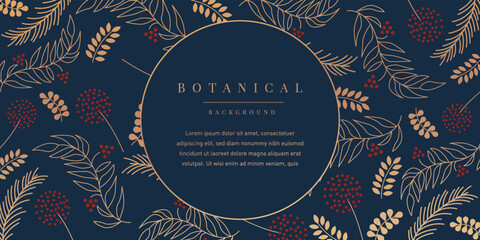 Vintage Gold Botanical Illustration Background