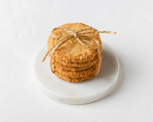 Oatmeal cookies on a white background