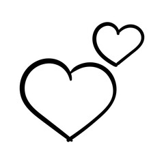 Heart line art style. Heart for Valentine's Day. Vector hand-drawn illustration isolated on white background.