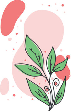 Template for a postcard with a nature pattern.