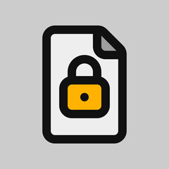 Locked file icon in filled line style, use for website mobile app presentation