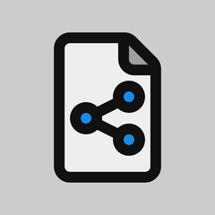 Share file icon in filled line style, use for website mobile app presentation