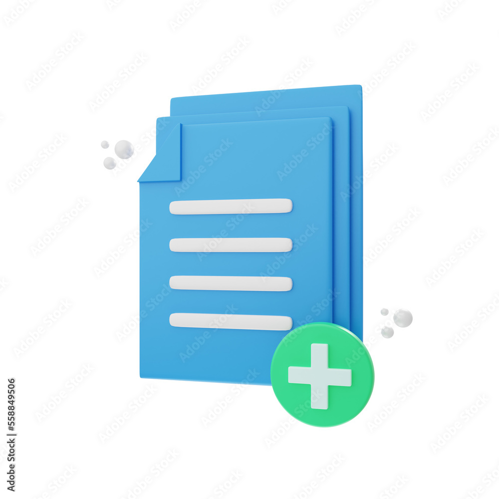 Aufkleber 3d rendering add document icon object