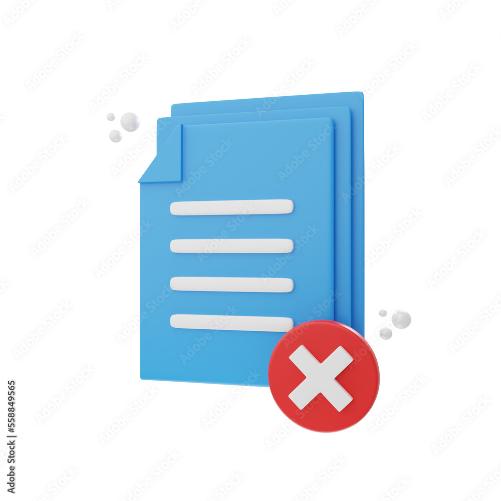Poster 3d rendering declined document icon object