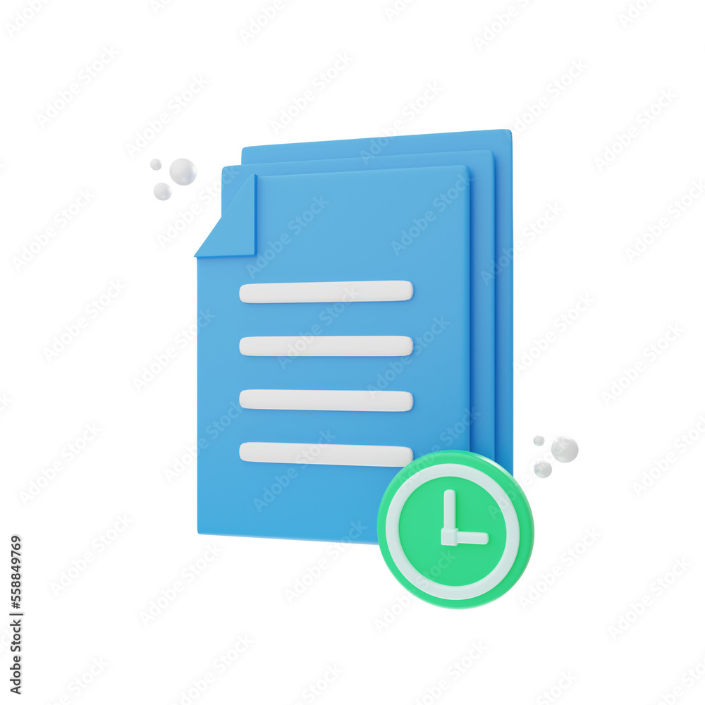 Aufkleber 3d rendering timer document icon object