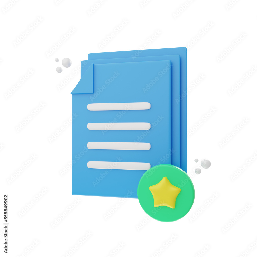Poster 3d rendering favorite document icon object