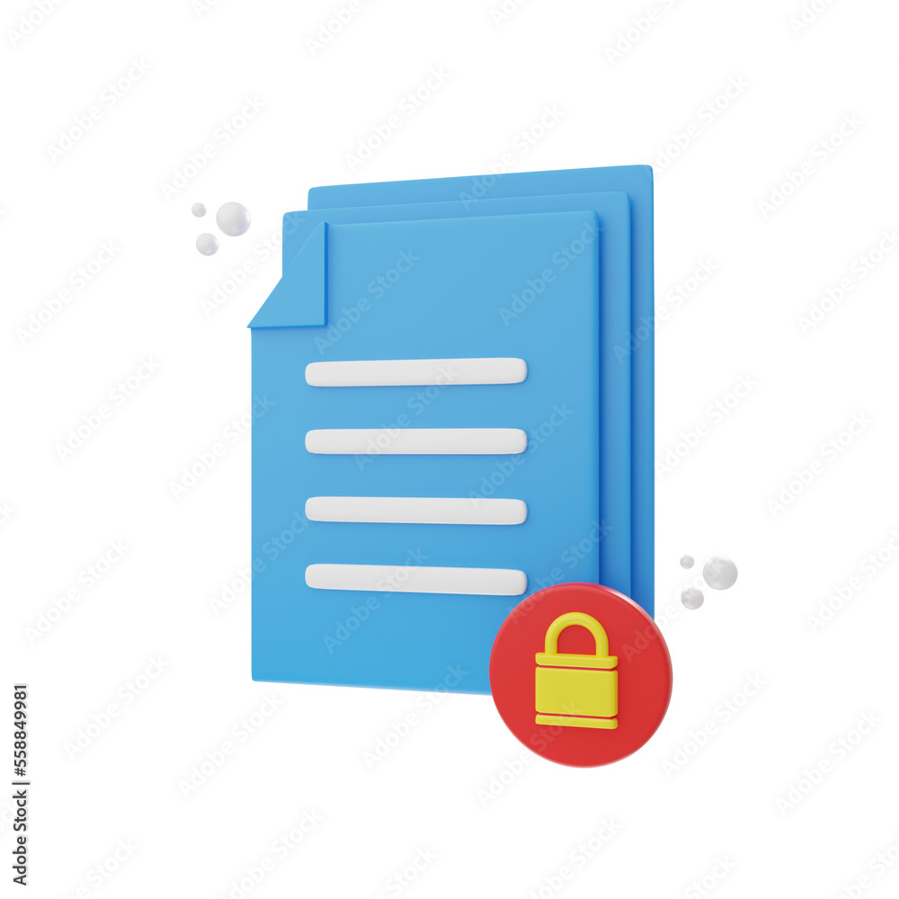 Poster 3d rendering document lock icon object