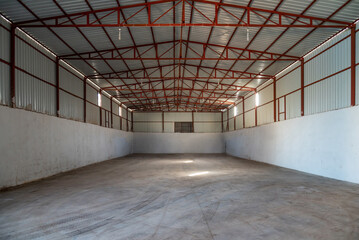 Empty and old abandoned factory warehouse built of iron construction