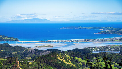 Obraz premium Omaha Beach. Auckland, New Zealand. Aerial view.
