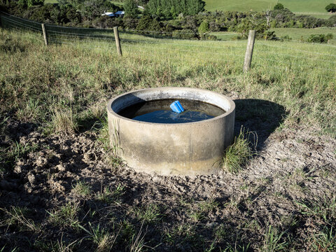 Concrete Water Trough At Farm, With Float