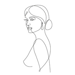 Woman Abstract Face Modern Line Art Drawing. Female Face Modern Fashion Line Art Drawing. Woman Beauty Minimalist Contemporary Portrait Modern Style. Vector EPS 10