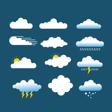 Cloud weather icon set vector template.