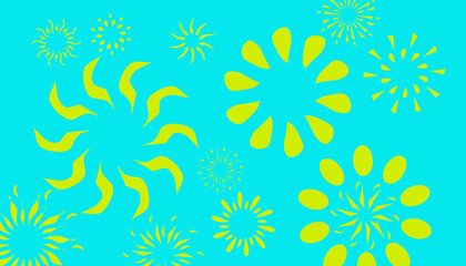 Fototapeta na wymiar Blue abstract background vector with yellow flowers