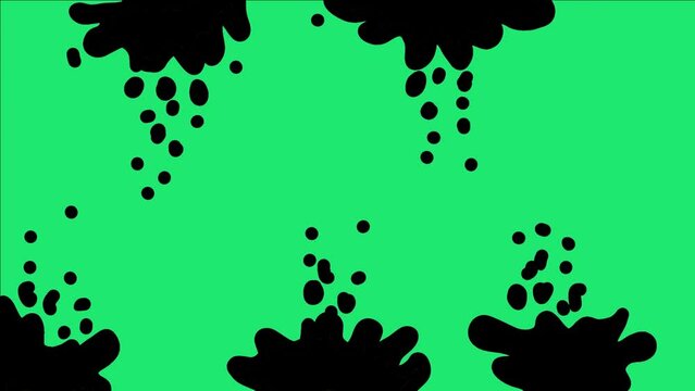 Black ink liquid animation on green screen background