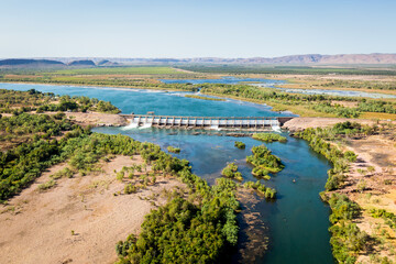 Fototapeta na wymiar Aerial view Ord River Diversion Dam Kununurra