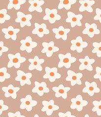 Japanese Cute Round Flower Motif Vector Seamless Pattern