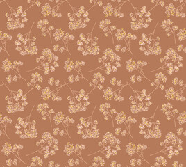 Japanese Gypsophila Bouquet Vector Seamless Pattern