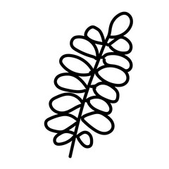 Leaf line art icon hand drawn vector design illustration