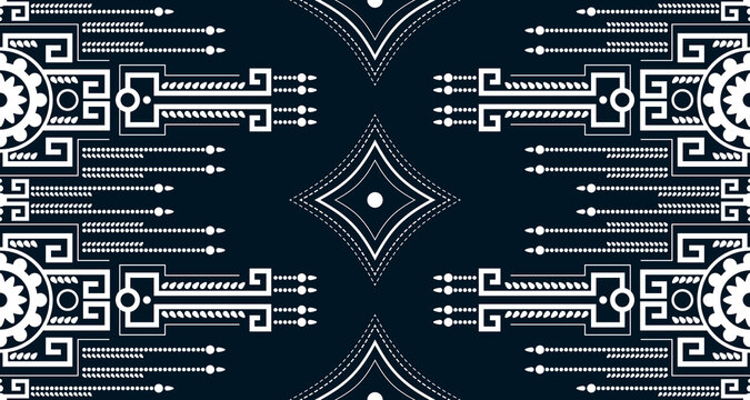 Geometric Seamless Ethnic Pattern in black and white color.design for background. Aztec Pattern illustration template element EP.74