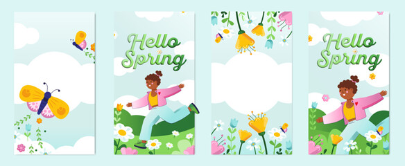 Spring social media stories - happy women - nature