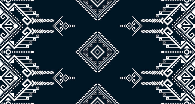 Geometric Seamless Ethnic Pattern in black and white color.design for background. Aztec Pattern illustration template element EP.90