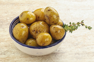 Boiled baby potato in the bowl