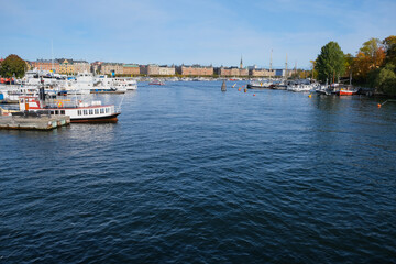 Fototapeta na wymiar Closer shot of marina in Stockholm, Sweden